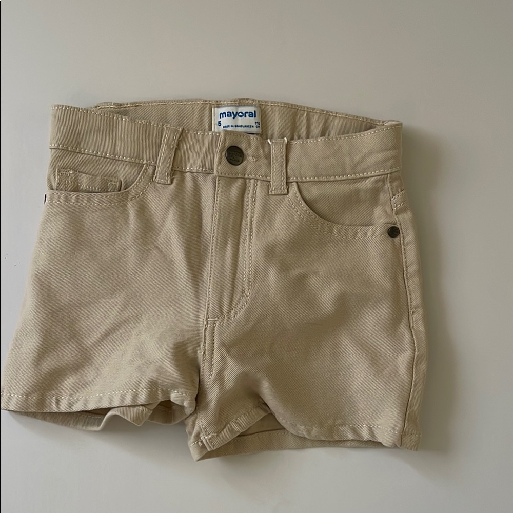 Mayoral Tan Shorts Rolled Hem Cotton